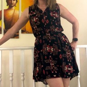 Aztec Print Sleeveless Casual Dress